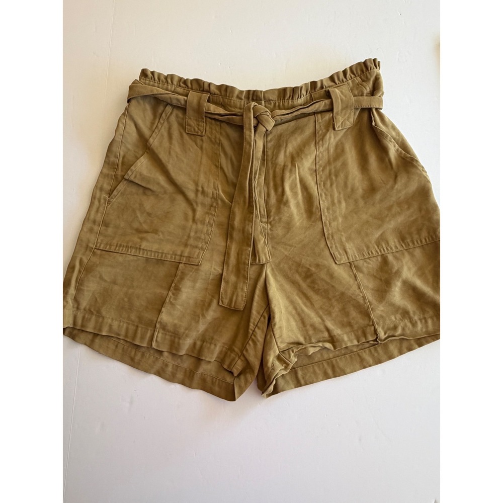 Nine West Women Camel Tan Paperbag Waist Tie Shorts Size‎ M Rayon Blend Pocketed